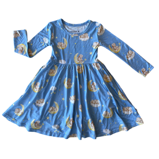 Sleeping Bunny Twirl Dress with Pockets